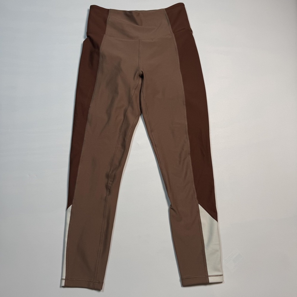 YPB Abercrombie Colorblock Leggings Womens Small Brown Ankle Workout Yoga